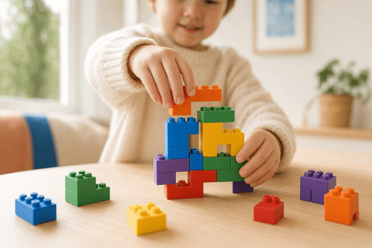 A child building with SecondCycle number bricks